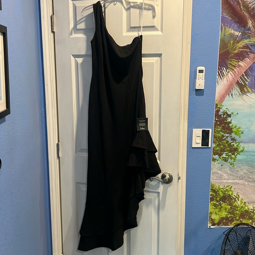 Black off shoulder cocktail dress